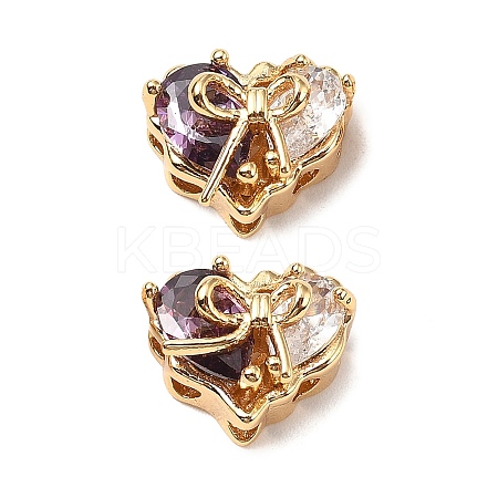 Brass Micro Pave Cubic Zirconia Beads KK-A259-20G-02-1
