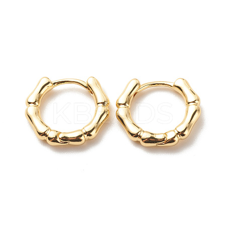 Brass Bamboo Shape Hoop Earrings for Women EJEW-G306-04G-1