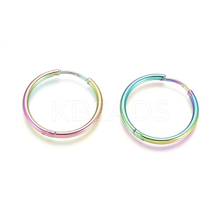 Ion Plating(IP) 304 Stainless Steel Huggie Hoop Earrings EJEW-F111A-25mm-Y-1