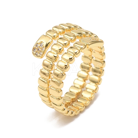 Cubic Zirconia Rectangle Wrap Cuff Ring RJEW-F146-01G-1