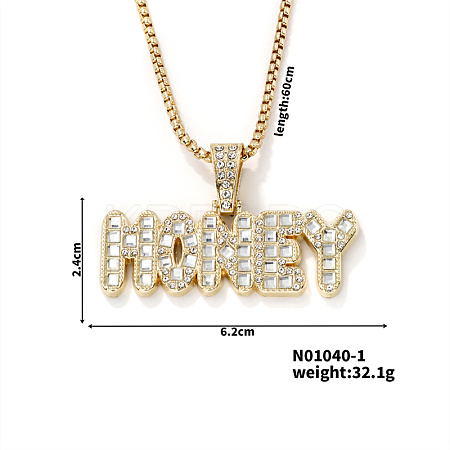 Hip-hop Alloy Rhinestones Word Honey Pendant Necklace KF1466-1