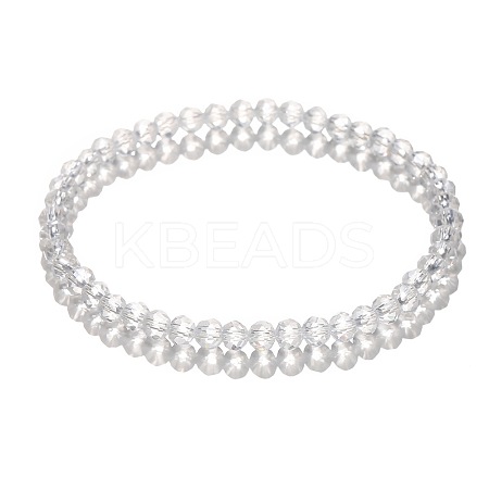 4mm Prism Faceted Rondelle Glass Beaded Stretch Bracelets for Women LS-EH2213-6-1