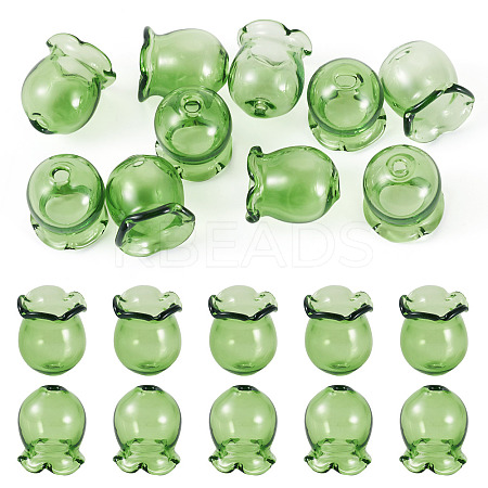 10Pcs Glass Bead Caps for Wind Chimes Making GLAA-BY0001-05C-1