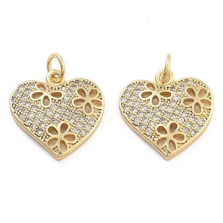 Brass Pave Cubic Zirconia Pendants KK-U009-10F-G-1