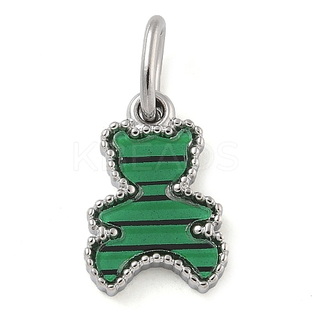 Synthetic Malachite Bear Charms STAS-B075-01P-01-1