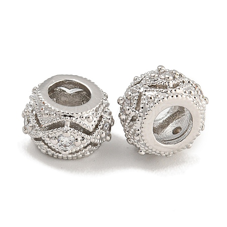 Rack Plating Brass Micro Pave Clear Cubic Zirconia Beads KK-U030-17P-1