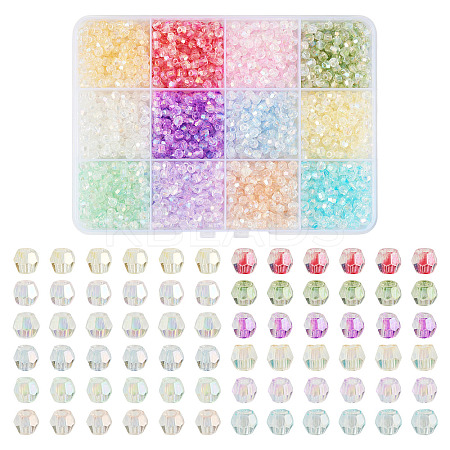 144G 12 Colors Transparent Spray Painted Glass Beads EGLA-TA0013-13-1
