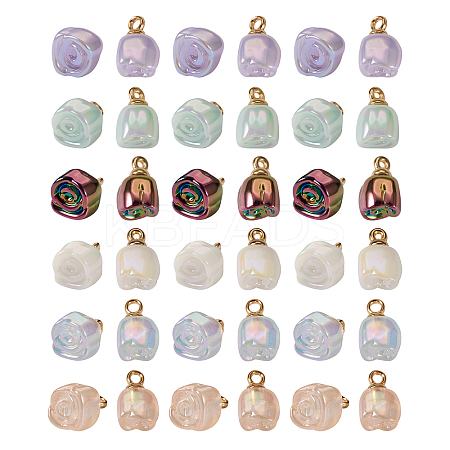 42Pcs 7 Style Electroplate Acrylic Pendants MACR-TA0001-26-1