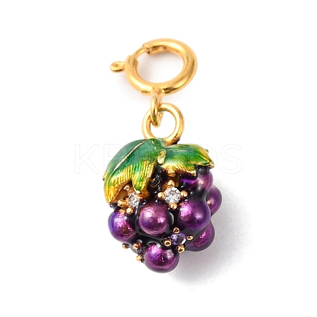 925 Sterling Silver Pave Cubic Zirconia & Enamel Pendant Decorations STER-G050-01G-1