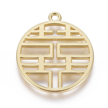 Alloy Enamel Chinese Symbol Pendants PALLOY-I166-35KCG-1