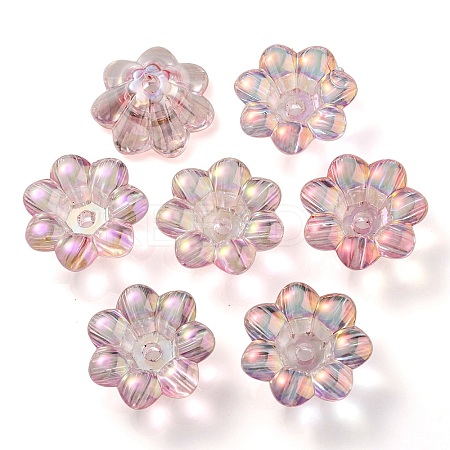 UV Plating Rainbow Iridescent Acrylic Beads OACR-P010-04B-1