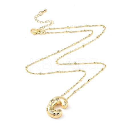 Brass Micro Pave Clear Cubic Zirconia Pendant Necklaces NJEW-Z038-01G-C-1
