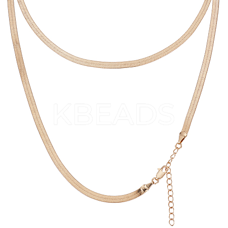 4Pcs Brass Flat Snake Chain Necklaces for Women Men NJEW-BBC0001-38-1