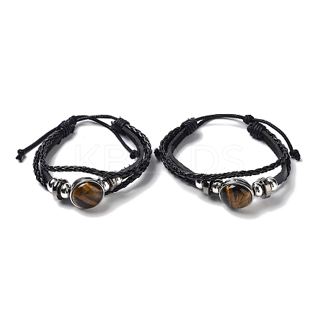 Natural Tiger Eye Multi-strand Bracelets BJEW-Q337-01H-1
