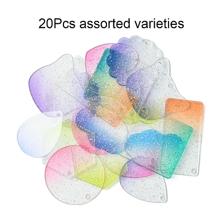 20Pcs Acrylic Pendants OACR-YW0002-36C-1