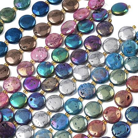 Electroplated Natural Druzy Geode Crystal Beads Strands G-G459-04-1