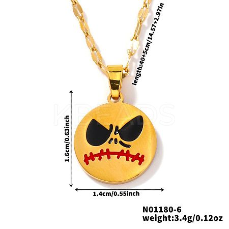 Spooky Cartoon Ghost Skull Pendant Halloween Theme Creative Necklace YJ5923-1