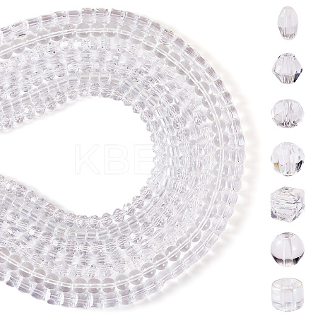 7 Strands 7 Styles Transparent Glass Bead Strands GLAA-TA0002-73-1