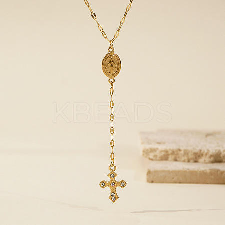 Vintage 306 Stainless Steel Crystal Rhinestone Rosary Bead Necklaces BS0386-1