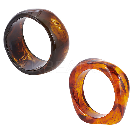 2Pcs 2 Colors Acrylic Bangles for Women BJEW-UN0001-76-1