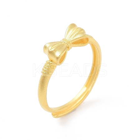 Bowknot Brass Adjustable Rings for Women RJEW-L120-016G-02-1