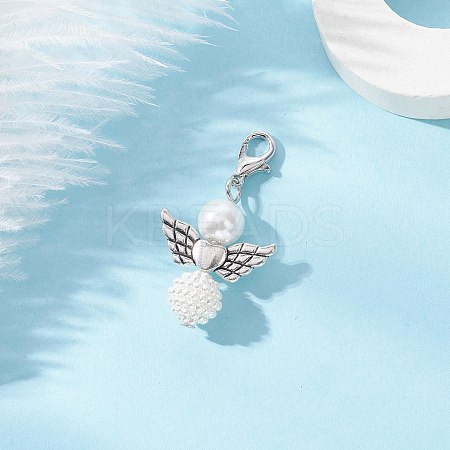 50Pcs Acrylic Imitation Pearl & Glass Pearl Angel Pendant Decorations HJEW-JM03480-06-1