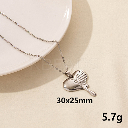 Vintage Stainless Steel Heart Pendant Lock Collarbone Chain Necklace for Women KO0043-1-1