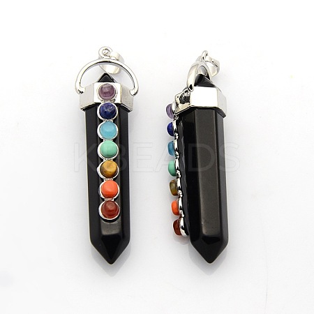 Yoga Chakra Jewelry Platinum Plated Brass Gemstone Double Terminated Pointed Big Pendants LS-G-P053-19E-1