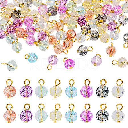 80Pcs 8 Styles Crackle Transparent Glass Charms PALLOY-TAC0292-1