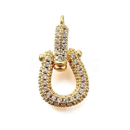 Brass Micro Pave Cubic Zirconia Fold Over Clasps KK-D356-13G-1