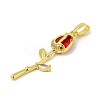 Rose Flower for Valentine's Day Real 18K Gold Plated Rack Plating Brass Micro Pave Cubic Zirconia Pendants X-KK-R153-01C-G-2