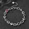 Brass Micro Pave Cubic Zirconia Link Bracelets for Women BJEW-P358-03P-2