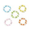 5Pcs 5 Colors Acrylic & Glass Seed Beaded Stretch Rings Set RJEW-JR00594-S-1