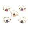 Copper Wired Gemstone Finger Rings RJEW-JR00978-2