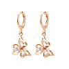 Flower Brass Micro Pave Cubic Zirconia Dangle Leverback Earrings EJEW-N058-09G-2