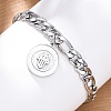 304 Stainless Steel Flat Round with Hamsa Hand Charm Bracelets BJEW-A036-13P-1