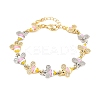 Bees Brass Micro Pave Clear Cubic Zirconia Link Chain Bracelets for Women BJEW-A148-01G-4