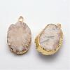 Electroplate Natural Druzy Quartz Crystal Pendants G-F333-K06-2