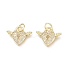 Brass Micro Pave Clear Cubic Zirconia Charms ZIRC-L076-051G-1