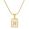 Stainless Steel Snake Bone Chain Alphabet Necklace with Shell Pendant WD3660-14-1
