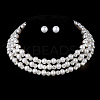 Round Alloy Rhinestone Stud Earrings & Multilayer Chain Necklaces FS-WG65918-05-1