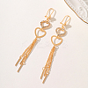 Elegant European Style Brass Heart Tassel Hoop Earrings UN2396-3