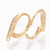 Brass Cubic Zirconia Leverback Earring Findings KK-S340-40G-2