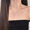 Round Ring 925 Sterling Silver Pave Cubic Zirconia Pendant Necklaces for Women NJEW-F338-01G-1