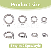 100Pcs 4 Styles 304 Stainless Steel Linking Rings STAS-DC0017-19-2
