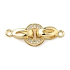 Ring Brass Micro Pave Clear Cubic Zirconia Fold Over Clasps KK-Z143-18G-1