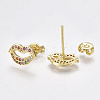 Brass Micro Pave Cubic Zirconia(Random Mixed Color) Ear Studs EJEW-S201-94-2