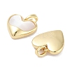 Brass Pave Natural Shell Heart Charms KK-C051-24G-2