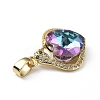 Real 18K Gold Plated Rack Plating Brass Micro Pave Clear Cubic Zirconia Pendants KK-C015-16G-04-2