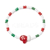 Christmas Glass Seed & Handmade Lampwork Beads Stretch Bracelets for Women BJEW-MZ00197-01-2